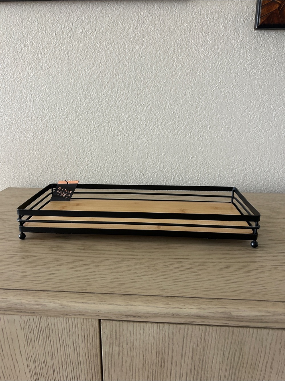 Black & Natural Bamboo Bath Tray